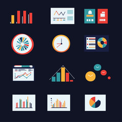 Poster - Colorful Business Data Analysis and Financial Statistics in Flat Style