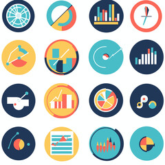 Poster - Financial Data Visualization Colorful Charts on White Background Set