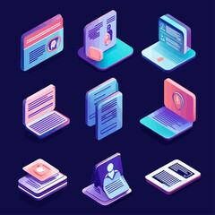 Poster - Isometric Illustration of Internet and Business, Technology on Devices