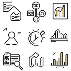 Poster - Business Growth Charts and Diagrams Icon Set on White Background