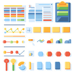 Poster - Business data analytics and financial report with colorful graph icons