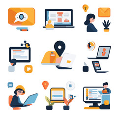 Poster - Digital Productivity: Diverse Icons for Modern Business and Collaboration
