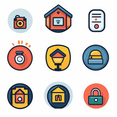 Poster - Smart Home Icons Set - Camera, Security, Notification, and Automation