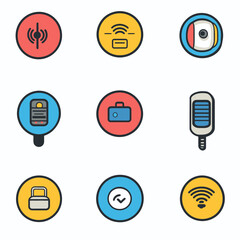 Poster - Colorful Icon Set Representing Wireless Tech, Security, and Connectivity