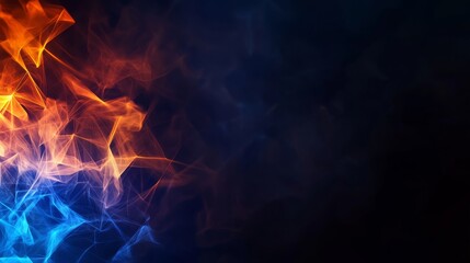 Poster - Abstract Blue Orange Geometric Fire and Ice Background - Symbolizing duality, contrast, energy, balance