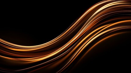 Poster - Abstract Brown and Black Wave Background - Elegant flowing lines, rich brown and black tones, smooth curves, dynamic energy, luxurious feel. Symbolizes fluidity, movement, sophistication, luxury