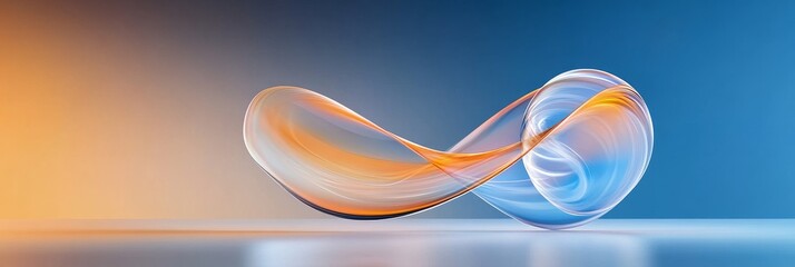 Poster - Abstract Glass Sculpture - Elegant, flowing glass sculpture with orange and blue hues, perfect for modern design or technology concepts