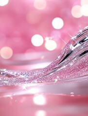 Poster - Abstract Pink Glitter Swirl Background - Sparkling pink glitter swirls on a soft pink background, symbolizing luxury, elegance, femininity, celebration, and joy