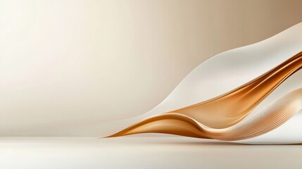 Poster - Brown and White Abstract Wave Background - Abstract flowing lines, elegance, sophistication, fluidity, and movement. Symbolizing grace, luxury, and transition