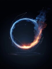 Poster - Glowing Circular Flame Abstract - A mesmerizing circular flame, gradient of blue to red-pink, symbolizes energy, transformation, infinity, connection, and dynamism