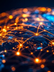 Poster - Global Network Visualization: A Supply Chain Map - A visualization of interconnectedness, symbolizing global trade, logistics, data flow, communication, and collaboration