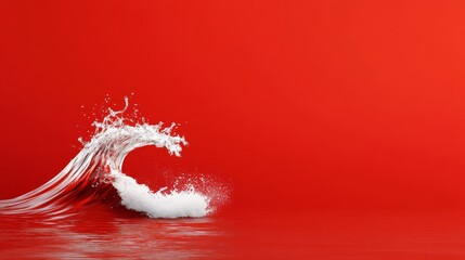 Poster - Red Wave Abstract Design - Clean, minimalist design. Symbolizing purity, energy, flow, movement, and renewal. Red background enhances impact