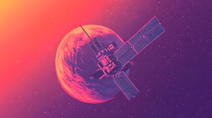 Poster - Vibrant celestial scene, abstract planet with colorful hues, suitable for cosmic themes, sci-fi artwork or digital backgrounds.