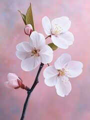 Poster - Delicate Pink and White Cherry Blossoms - Springtime beauty, delicate petals, gentle breeze, serene nature, blossoming flowers. Symbolizing renewal, hope, beauty, tranquility, and new beginnings