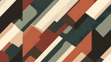Poster - Colorful abstract geometric design, bold diagonal lines in earthy tones, ideal for modern art projects or backgrounds.