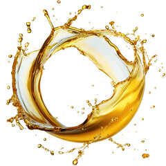Poster - Splash of oil creating abstract patterns on a black background for artistic backgrounds and textures on white background , cut out.