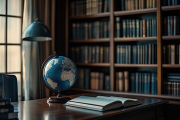 Poster - Exploring the World: A Globe, Books, and the Pursuit of Knowledge in a Study