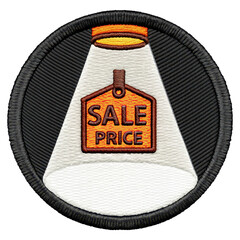 Poster - Sale Price Tag Illuminated by Spotlight in Circular Black Badge Design