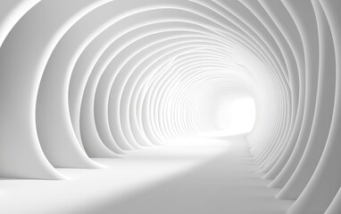 Poster - white tunnel, light at end, abstract background, futuristic design