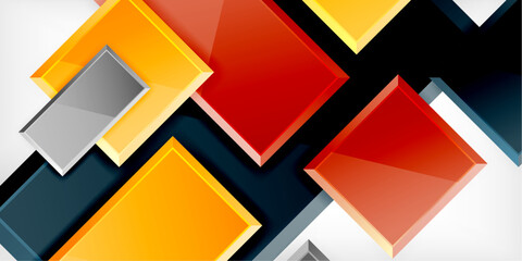 Aufkleber - Glass toy style square shapes abstract design. Vector Illustration For Wallpaper, Banner, Background, Card, Book Illustration, landing page