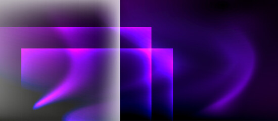 Poster - Glass squares with neon shiny light abstract background