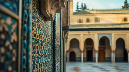 Intricate Mosaic Tile Work in Historic Royal Palace Courtyard