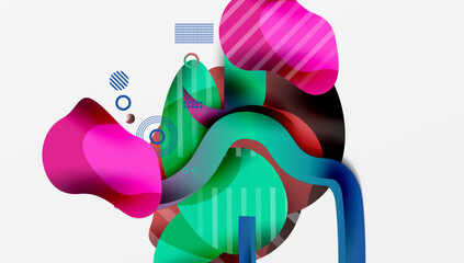 Aufkleber - Abstract liquid shapes and lines background