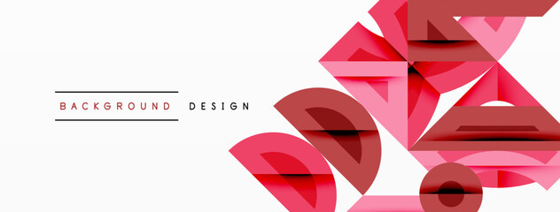 Wall Mural - Abstract geometric background with shapes, featuring circular and rounded elements. Bold contrast, smooth gradients, dynamic composition, futuristic style