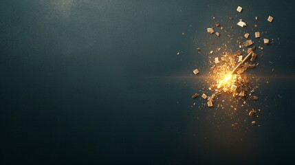 Poster - Dynamic explosion of light and energy in a dark studio setting visual art abstract concept intriguing viewpoint for impactful illustrations