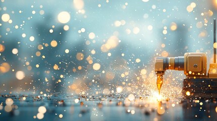 Poster - Welding process sparks innovation in industrial manufacturing urban workshop high-definition photography dynamic environment close-up view engineering marvels
