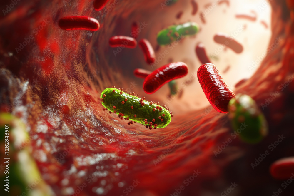 A mock up examination of a bacterial infection in the bloodstream Stock ...