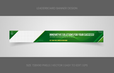 Fototapete - leaderboard 728x90 template banner design with abstract background for promotion website social media 