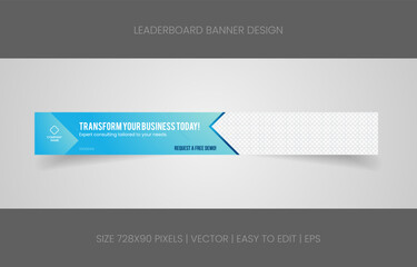 Fototapete - leaderboard 728x90 template banner design with abstract background for promotion website social media 