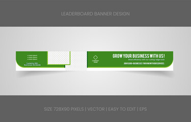 Wall Mural - leaderboard 728x90 template banner design with abstract background for promotion website social media 