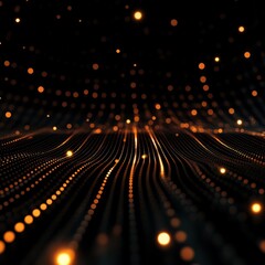 Aufkleber - Abstract Golden Light Waves - A Symphony of Glowing Particles in the Dark