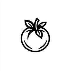 Poster - Simple Tomato Illustration: A Clean, Modern Design with a Bold Outline and Leafy Top