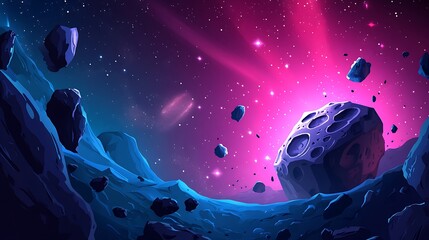 Wall Mural - space asteroid explosion. colorful nebula background. possible use in posters or digital art
