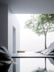 Poster - a portal where one side is digital pixels and the other is photorealistic nature, the threshold shif