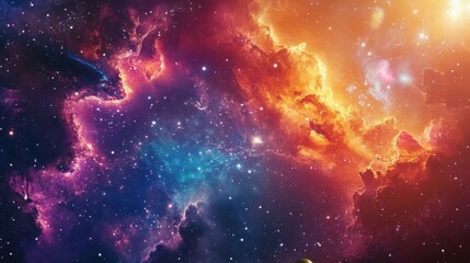 Wall Mural - cosmic nebula vibrant colors celestial scene