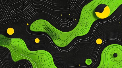 Aufkleber - Abstract illustration of green and black textures with patterns