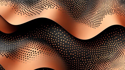 Poster - Copper and black wavy layers with dot pattern design
