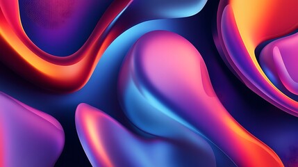 Poster - The colorful abstract digital art features flowing vibrant organic shapes