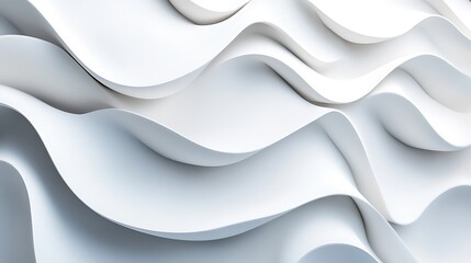 Poster - Abstract white curves and layered shapes create soft flowing patterns