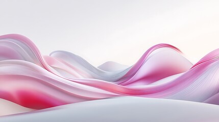 Poster - Abstract elegant pink and white silk textile with smooth waves
