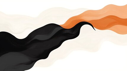 Poster - Abstract Design Showing Black Orange And Cream Color Waves