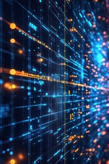 Poster - Abstract digital data visualization with vibrant lines and dots