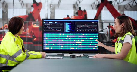 Poster - Young female engineer developing automated manufacturing system