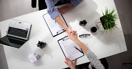 Wall Mural - Corporate Handshake Between Two Businesswomen Sealing the Employment Deal