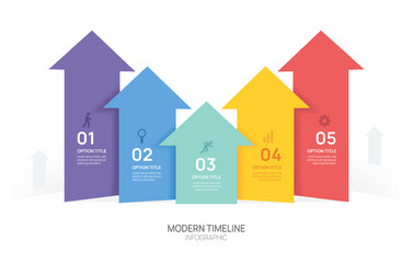 Wall Mural - infographics arrow up symbol timeline business 5 steps to success template.