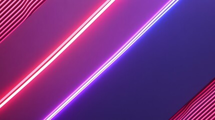 Poster - Diagonal neon illuminated lines over smooth gradient background design